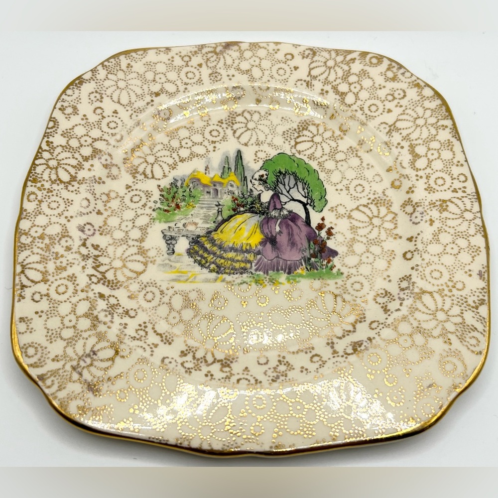 Set of 4 1940’s H&K Tunstall Crinoline Lady Cake Plate